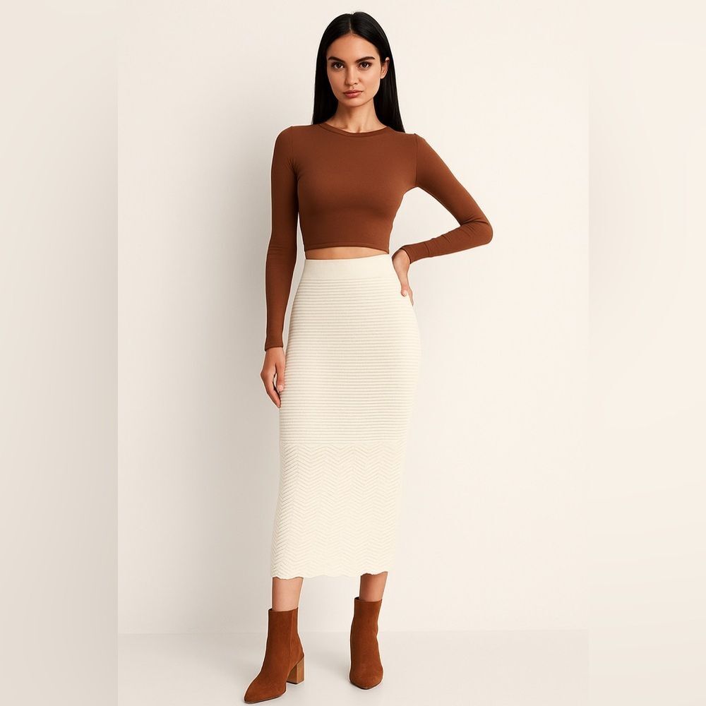House of Harlow off white ivory cream crochet knit midi dress size small